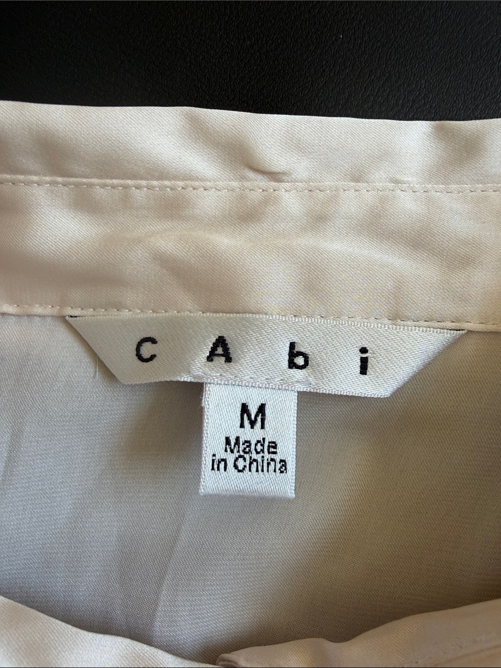 CAbi Ivory Satin Ruffle Blouse Size M Romantic Career Cottagecore Top - Picture 3 of 10